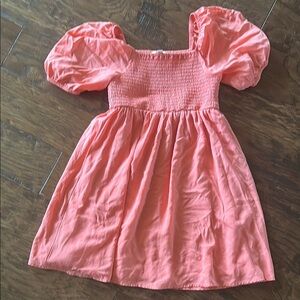 Coral Puff Sleeve Kids Dress
